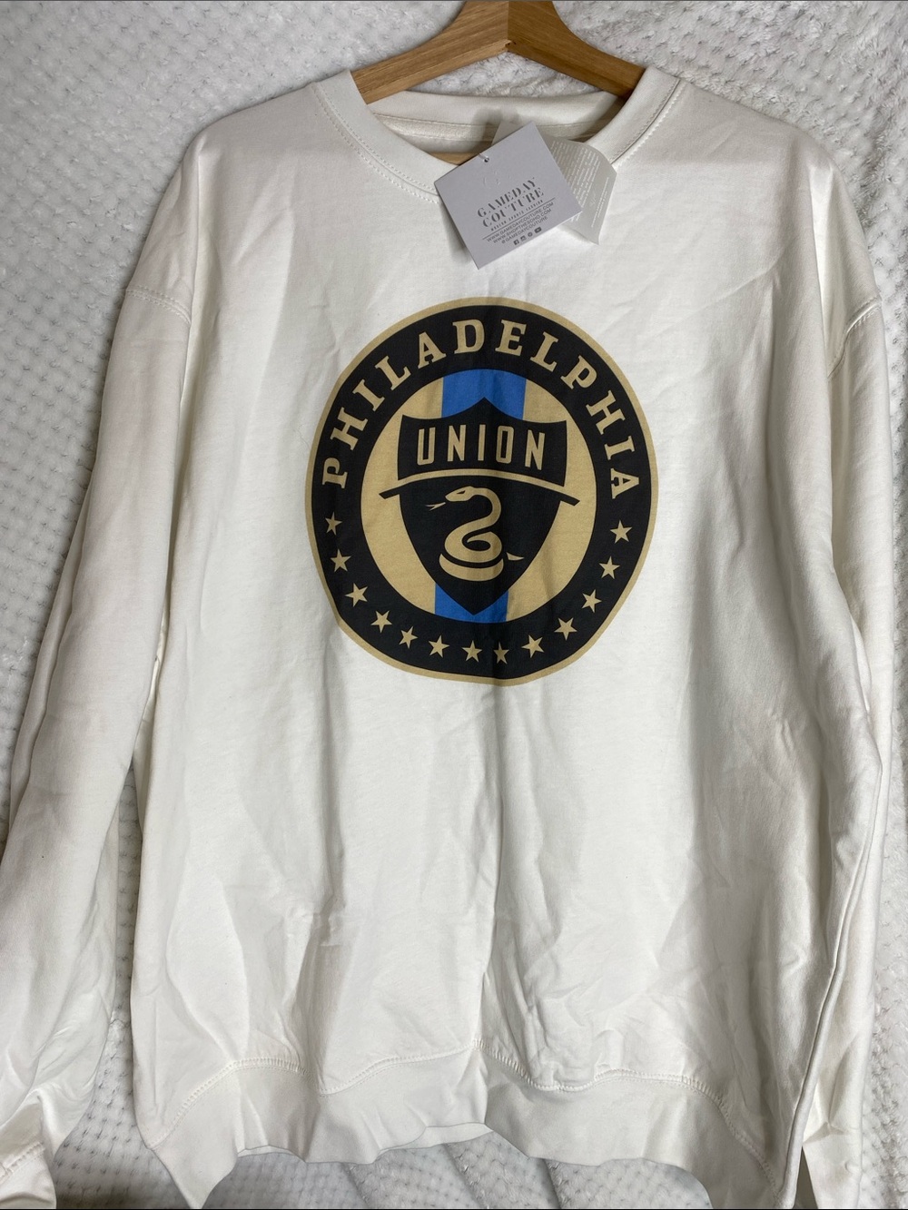 Gameday Couture Philadelphia Union White Graphic Crewneck Sweatshirt
